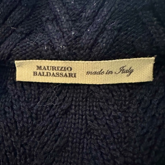 Italian Maurizio Baldassari Virgin Wool Knit Cardigan in Navy Men’s Size EU 48 - Picture 3 of 8